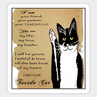 Cute Tuxedo Cat Poem Vintage  Copyright TeAnne Sticker